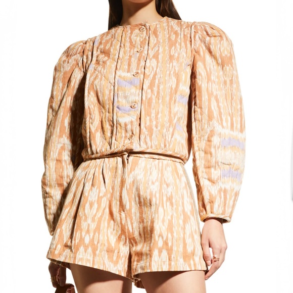 NWT Ulla Johnson Arabella Quilted Puffed-Long Sleeve Cropped Jacket